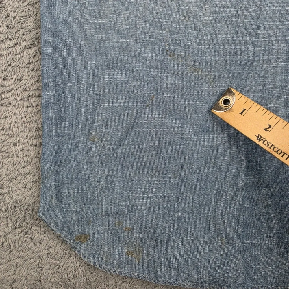 Polo Ralph Lauren Denim Shirt Mens XL Distressed Graphic Eagle Chambray *READ